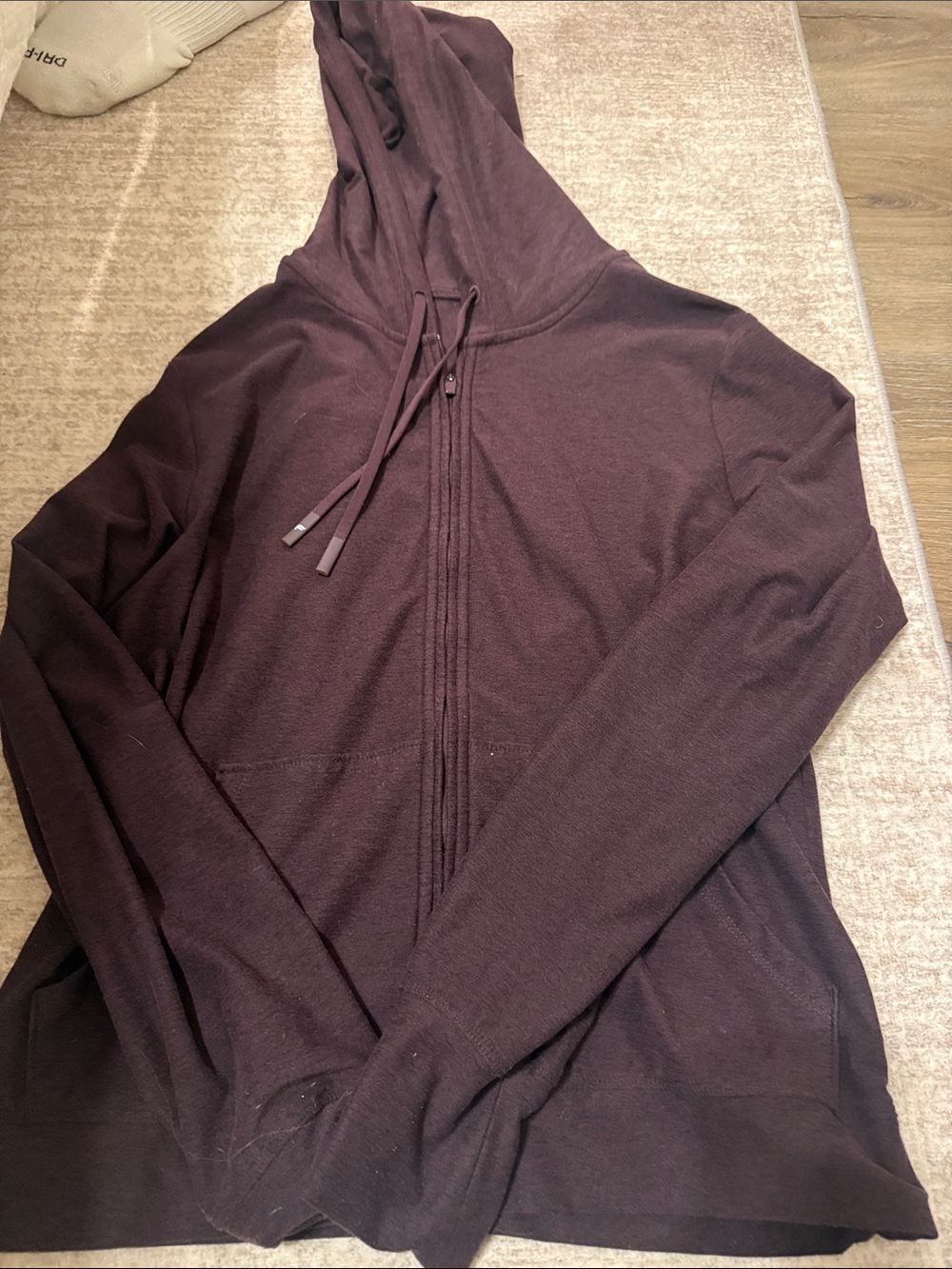 Fabletics Women's Full-Zip Hooded Sweater in Deep Plum